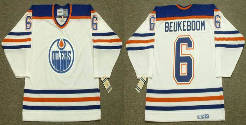 2019 Men Edmonton Oilers #6 Beukeboom White CCM NHL jerseys